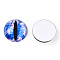 Glass Cabochons, Half Round with Evil Eye, Vertical Pupil, Royal Blue, 20x6.5mm