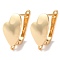 Brass Hoop Earrings Findings, Cadmium Free & Nickel Free & Lead Free, Heart, Real 18K Gold Plated, 19~20x10.5x13mm, Hole: 1.5mm, Pin: 1mm