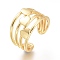 Brass Cuff Rings, Open Rings, Wide Band Rings, Chunky Rings, Long-Lasting Plated, Heart, Golden, US Size 7 1/2, Inner Diameter: 17.7mm