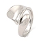 Leaf Shape Rack Plating Brass Open Cuff Rings, Cadmium Free & Lead Free, Platinum, US Size 5 3/4(16.3mm)