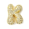 Rack Plating Brass Clear Cubic Zirconia Pendants, Cadmium Free & Lead Free, Long-Lasting Plated, Alphabet, Real 18K Gold Plated, Letter K, 17x13x5mm, Hole: 3x1.8mm