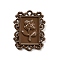 Alloy Pendants, Coconut Brown, Rectangle, 19x15x3.5mm, Hole: 2mm