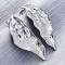 Brass Stud Earrings, Rack Plating, Long-Lasting Plated, Lead Free & Cadmium Free, Wing, Left and Right, Platinum, 47x20mm