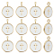 12Pcs Brass Enamel Pendants, Long-Lasting Plated, Flat Round with Cross, Real 18K Gold Plated, White, 18x13.5x2mm, Hole: 4x2.5mm