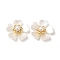 Plastic Cabochons, Brass Micro Pave Clear Cubic Zirconia Finding, Flower, White, 26x27x10mm