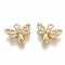 Brass Micro Pave Cubic Zirconia Charms, Bee, Clear, Nickel Free, Real 18K Gold Plated, 8.5x9.5x2mm, Hole: 1mm