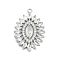 Brass Micro Pave Cubic Zirconia with Glass Pendants, Cadmium Free & Nickel Free & Lead Free, Oval Charms, Platinum, 26x18x4mm, Hole: 1.4mm
