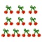Handmade Glass Seed Cherry Pendants, with 304 Stainless Steel Open Jump Rings, Crimson, 40mm