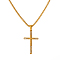 Elegant Vintage Stainless Steel Pave Clear Cubic Zirconia Pendant Necklaces for Women, Golden, Cross, 15.75 inch(40cm)