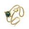 304 Stainless Steel with Synthetic Malachite Ring, US Size 6(16.5mm)