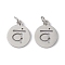 Non-Tarnish 304 Stainless Steel Charms, with Jump Ring, Flat Round with Ohm/Aum Charm, Stainless Steel Color, 14x12x1.1mm, Hole: 3mm