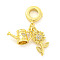Rack Plating Brass Micro Pave Cubic Zirconia European Dangle Charms, Large Hole Pendants, Cadmium Free & Lead Free, Long-Lasting Plated, Real 18K Gold Plated, Flower, 30mm, Hole: 5mm