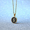 Alloy Black Enamel Flat Round with Letter Pendant Necklaces for Women, Golden, Letter S, 17.72 inch(45cm)