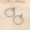 Brass Sterling Silver Pin Stud Earrings for Women, Simple and Stylish for Everyday Wear, Silver, 40x15mm