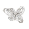 Brass Micro Pave Cubic Zirconia Connector Charms, Cadmium Free & Nickel Free & Lead Free, Butterfly, Platinum, 14x11.5x4mm, Hole: 1.2mm