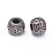 304 Stainless Steel European Beads, Large Hole Beads, Rondelle with Cross, Antique Silver, 10.5x13.5mm, Hole: 5.5mm