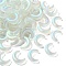 100Pcs Handmade Lampwork Beads, AB Color Plated, Frosted, Double Horn/Crescent Moon, White, 16.5x13x5mm, Hole: 1mm