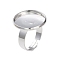 Adjustable 201 Stainless Steel Finger Rings Components, Pad Ring Base Findings, Flat Round, Silver, Size 7, 17~17.5mm, Tray: 18mm.