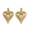Brass Micro Pave Clear Cubic Zirconia Pendants, Heart, Real 16K Gold Plated, 23x18.5x5mm, Hole: 3x4mm