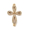 Rack Plating Brass Micro Pave Clear Cubic Zirconia Flower Connector Charms, Long-Lasting Plated, Cadmium Free & Lead Free, Real 18K Gold Plated, 26.5x15.5x2mm, Hole: 1~1.2mm
