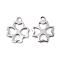 Non-Tarnish 201 Stainless Steel Charms, Clover, Stainless Steel Color, 13x11x0.9mm, Hole: 1.5mm