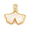 Brass Micro Pave Clear Cubic Zirconia Pendants, Cadmium Free & Nickel Free & Lead Free, with Shell, Leaf, Real 18K Gold Plated, 15x16x6mm, Hole: 4x3mm