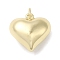 Rack Plating Brass Pendants, Cadmium Free & Lead Free, with Jump Ring, Puffed Heart Charms, Real 18K Gold Plated, 15x15.5x8mm, Hole: 3mm