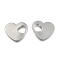 Tarnish Resistant 304 Stainless Steel Stamping Blank Tag Heart Charms Pendants, Stainless Steel Color, 15x18x1~1.5mm, Hole: 6x5mm