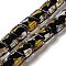 Handmade Gold Foil and Silver Foil Lampwork Beads, Square, Black, 10x10x5.5mm, Hole: 1.2mm