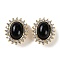 Natural Obsidian Sew on Rhinestone, with Brass Micro Pave Cubic Zirconia Findings, Cadmium Free & Nickel Free & Lead Free, Oval, Real 18K Gold Plated, 13x11x8.5mm, Hole: 1.5mm