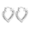 Non-Tarnish Heart 304 Stainless Steel Hoop Earrings for Women, Stainless Steel Color, 19x20mm