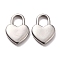 Non-Tarnish 304 Stainless Steel Pendants, Heart, Stainless Steel Color, 16.5x12x2.5mm, Hole: 5.5x6mm
