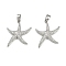 Brass Micro Pave Cubic Zirconia Pendants, Cadmium Free & Lead Free, Starfish, Real 18K Gold Plated, Platinum, 22x20x3mm, Hole: 5x3mm