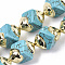 Synthetic Turquoise Beads, with Electroplate Polymer Clay, Polygon, 20~21x14~15.5x14~15.5mm, Hole: 1mm