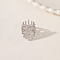 Hollow Brass Micro Pave Clear Cubic Zirconia Wide Band Rings, Platinum, US Size 6(16.5mm)
