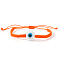 Handmade Lampwork Evil Eye Round Beaded Braided Bead Bracelets, Adjustable Fiber Cord Braided Bracelets for Men Women, Dark Orange, Inner Diameter: 11 inch(28cm)