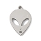 201 Stainless Steel Charms, Laser Cut, Alien Charm, Anti-Tarnish, Stainless Steel Color, 10x8x1mm, Hole: 1mm