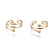 Brass Micro Pave Clear Cubic Zirconia Cuff Earrings, Star, Golden, 11x7mm, Inner Diameter: 9mm