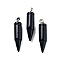 Synthetic Blue Goldstone Pointed Pendants, Bullet Shaped Charms with Rack Plating Platinum Tone Brass Snap on Bails, 40x10mm, Hole: 7x4mm
