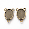 Tibetan Style Alloy Cabochon Connector Settings, Chandelier Components Links, Cadmium Free & Nickel Free & Lead Free, Oval, Antique Bronze, Tray: 10x14mm, 20x14x2mm, Hole: 1.5mm, about 780pcs/1000g