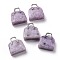 Natural Lepidolite/Purple Mica Stone Brass Pendants, Platinum, Bag, 27.5x25x10mm, Hole: 6mm