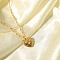 Stainless Steel Vintage French Heart Pendant Paperclip Chain Necklaces, Real 18K Gold Plated, 15.75 inch(40cm)