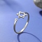 304 Stainless Steel Micro Pave Cubic Zirconia Open Cuff Rings, Hexagram, Stainless Steel Color, 7.5mm,US Size 9(18.9mm)
