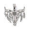 201 Stainless Steel Pendants, Cattle Head with Feather Charm, Laser Cut, Anti-Tarnish, Stainless Steel Color, 33x33x1.5mm, Hole: 7.5x4mm