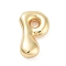 Rack Plating Brass Pendants, Balloon Letter Charms, for Personalized Name Necklaces Making, Cadmium Free & Lead Free, Long-Lasting Plated, Real 18K Gold Plated, Letter P, 21x13x6mm, Hole: 2mm
