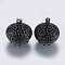 Brass Micro Pave Cubic Zirconia Pendants, Tassel Cap Bail, Cap, Black, Gunmetal, 15.5x15mm, Hole: 1mm