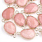 Natural White Jade Links connectors, with Brass Findings, Nickel Free, Faceted, Dyed, teardrop, Golden, 27.5x14.5~15x6~6.5mm, Hole: 2mm