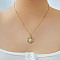 Elegant Vintage Brass Shiny Colorful Cubic Zirconia Hollow Virgin Mary Pendant Necklaces for Women, Oval, 15.75 inch(40cm)