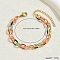 Brass Cuban Link Chain Bracelet with Colorful Enamel, Real 18K Gold Plated, 7-1/8 inch(18cm)