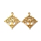 Ion Plating(IP) 304 Stainless Steel Pendant, Rhombus with Tree Charm, Real 18K Gold Plated, 33.5x30x1mm, Hole: 2.5mm